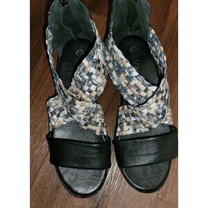 BERNIE MEV Sandals WOMENS LAURA STRAPPY Size 6.5 EU 37 BLACK LEATHER SHOES EUC